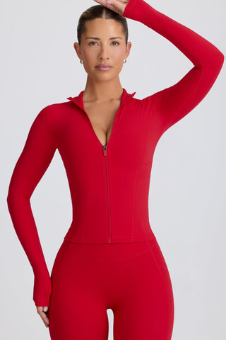 Soft Active Zip-Up Jacket in Hot Red