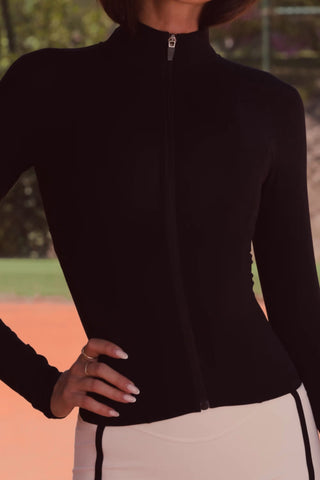 Soft Active Zip-Up Jacket in Black