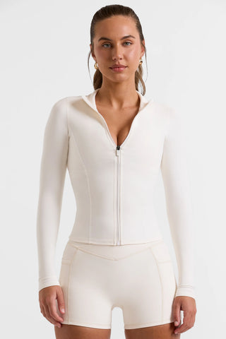 Soft Active Zip-Up Jacket in White