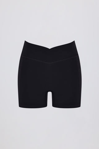 Soft Active V-Waist Pocket Mini Shorts in Black