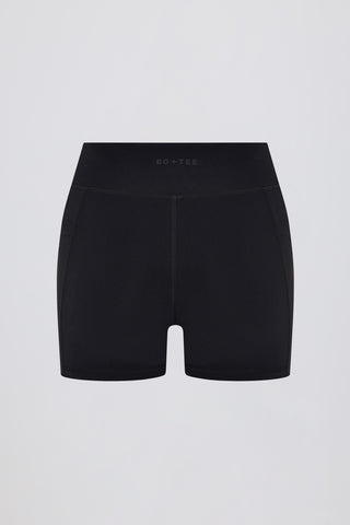 Soft Active V-Waist Pocket Mini Shorts in Black