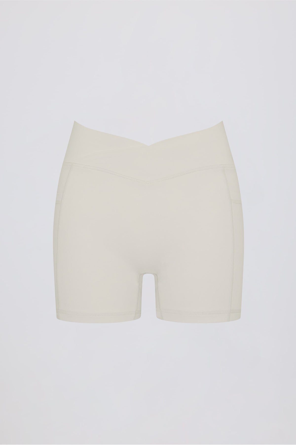 Soft Active Pocket V-Waist Mini Shorts in Cream