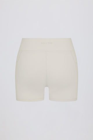 Soft Active Pocket V-Waist Mini Shorts in Cream