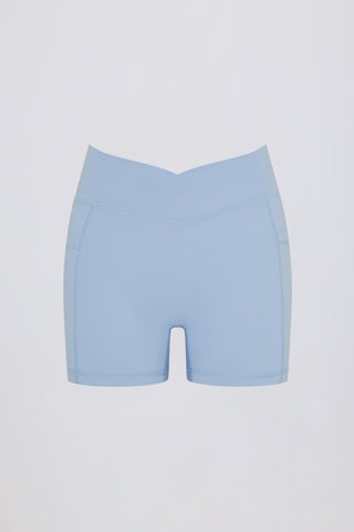 Soft Active Pocket V-Waist Mini Shorts in Sky