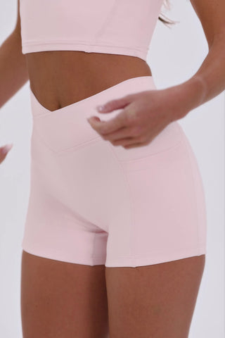 Soft Active V-Waist Pocket Mini Shorts in Ballet Pink