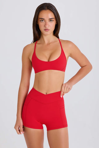 Soft Active Pocket V-Waist Mini Shorts in Strawberry Red