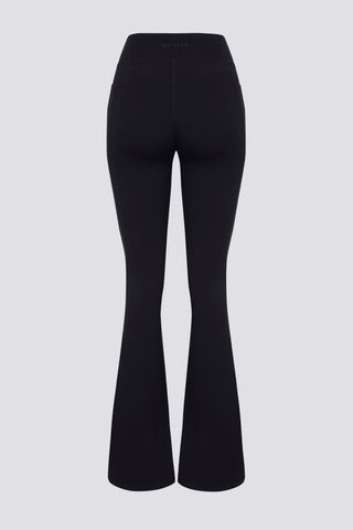 Soft Active V-Waist Pocket Flared Leggings in Black