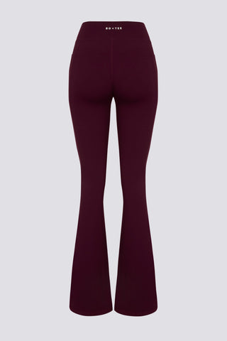 Soft Active V-Waist Pocket Flared Leggings in Burgundy