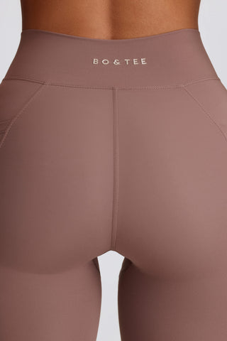 Soft Active V-Waist Pocket Flared Leggings in Mocha