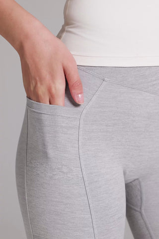 Soft Active V-Waist Pocket Flared Leggings in Grey Marl