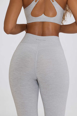 Soft Active V-Waist Pocket Flared Leggings in Grey Marl