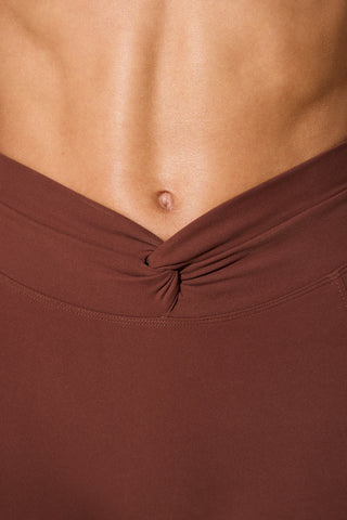 Twist Waist Flare Leggings in Brown