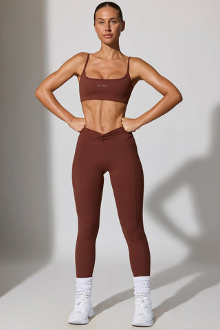 Full Length Leggings with Pockets in Brown