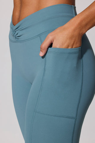 Full Length Leggings with Pockets in Stone Blue