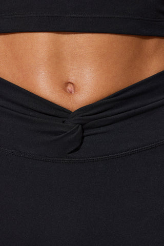 Twist Waist Mini Shorts with Pockets in Black