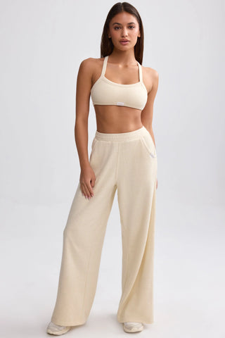 Terry Towelling Wide-Leg Joggers in Cream