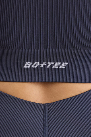 FlexiRib Zip-Up Cropped Jacket in Indigo Slate