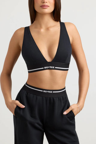 Heavyweight Stretch Cotton Fleece High-Waist Joggers in Black