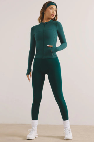 Soft Active Hooded Mid-Layer Jacket in Sea Moss