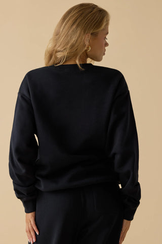 Oversized Crew-Neck Sweatshirt in Black