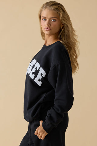 Oversized Crew-Neck Sweatshirt in Black