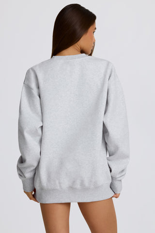 Oversized Crew-Neck Sweatshirt in Heather Grey