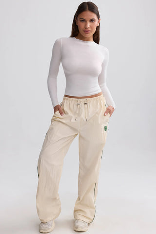 Water-Repellent Crinkled Wide-Leg Trousers in Marble