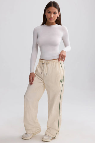 Water-Repellent Crinkled Wide-Leg Trousers in Marble