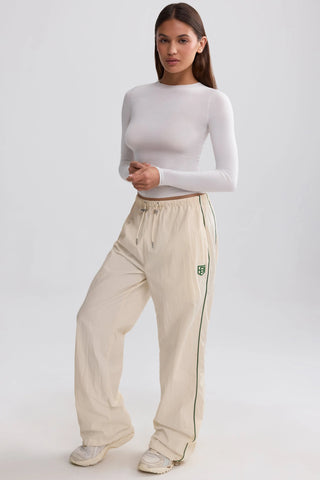 Water-Repellent Crinkled Wide-Leg Trousers in Marble