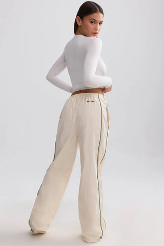 Water-Repellent Crinkled Wide-Leg Trousers in Marble