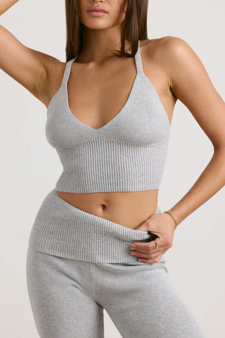 Chunky Knit Tank Top in Grey Marl
