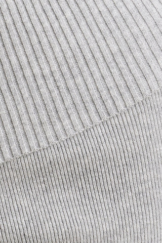 Chunky Knit Foldover Kick Flare Trousers in Grey Marl