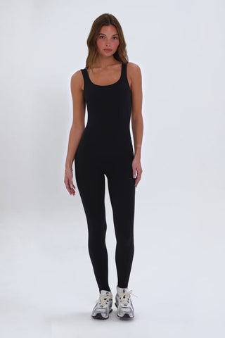 Soft Active Backless Jumpsuit in Black