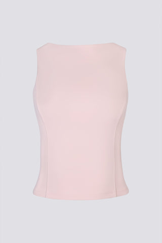 Soft Active Boat-Neck Open-Back Tank Top in Ballet Pink