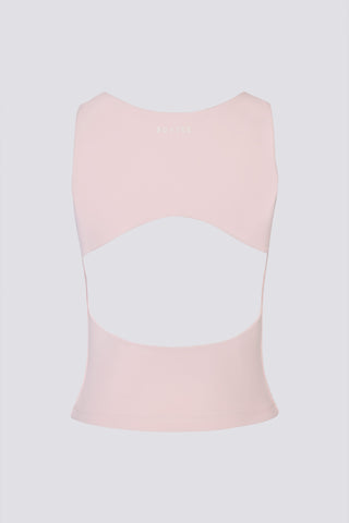 Soft Active Boat-Neck Open-Back Tank Top in Ballet Pink