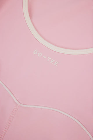 Soft Active Backless Contrast Unitard in Powder Pink