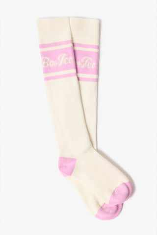 Cotton Knee-High Ski Socks in Powder Pink