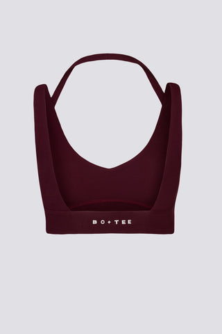 Soft Active Open-Back Sports Bra in Burgundy