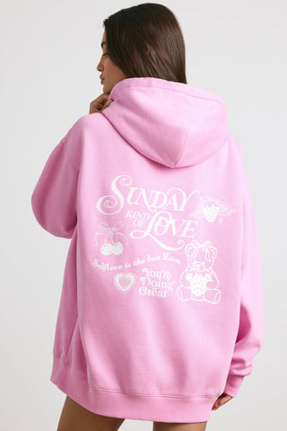 Soft Cotton Jersey Oversized Hoodie in Bubblegum Pink