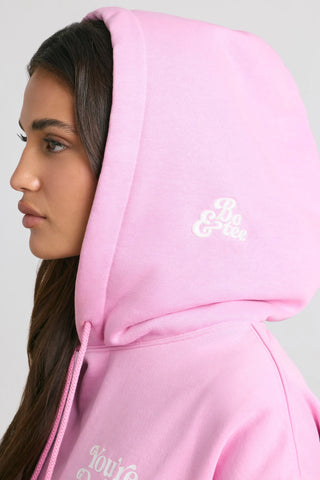 Soft Cotton Jersey Oversized Hoodie in Bubblegum Pink