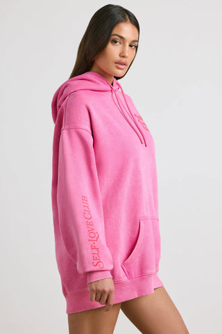 Soft Cotton Jersey Oversized Hoodie in Hot Pink