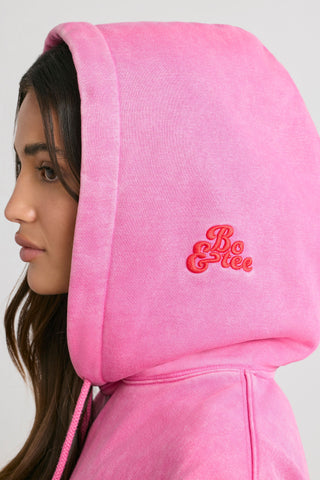 Soft Cotton Jersey Oversized Hoodie in Hot Pink