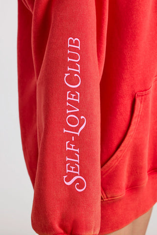 Soft Cotton Jersey Oversized Hoodie in Red