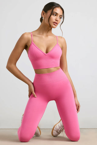 Define Luxe V-Neck Sports Bra in Hot Pink