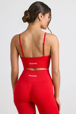 Define Luxe V-Neck Sports Bra in Red