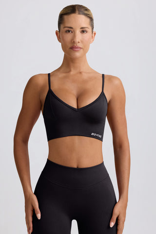 Define Luxe V-Neck Sports Bra in Black