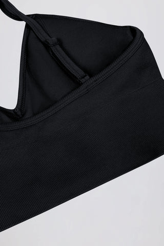 Define Luxe V-Neck Sports Bra in Black