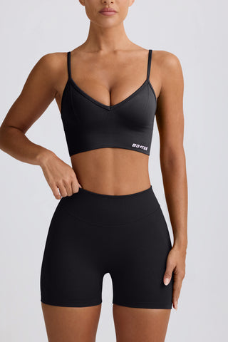 Define Luxe V-Neck Sports Bra in Black