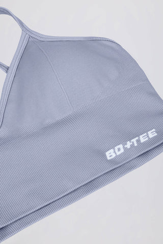 Define Luxe V-Neck Sports Bra in Blue Grey