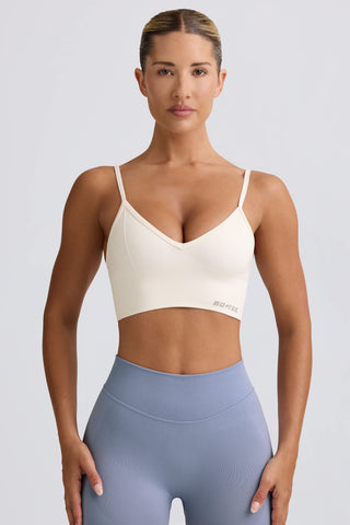 Define Luxe V-Neck Sports Bra in White